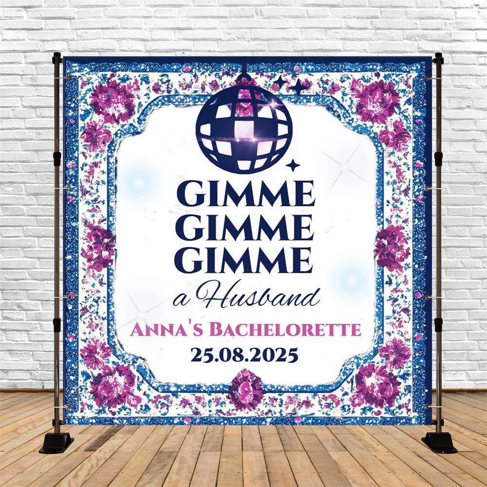 70s Photo Backdrop Violet Flower Frame Disco Backdrop CSH5-5