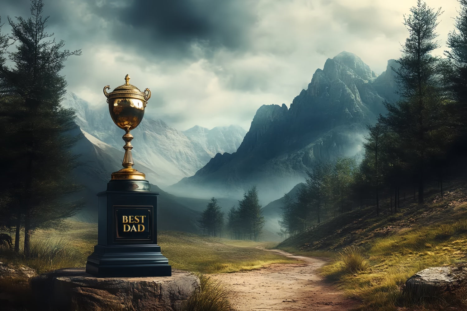 Fathers Day Backdrop Majestic Mountains Trophy Backdrop CSH5-51
