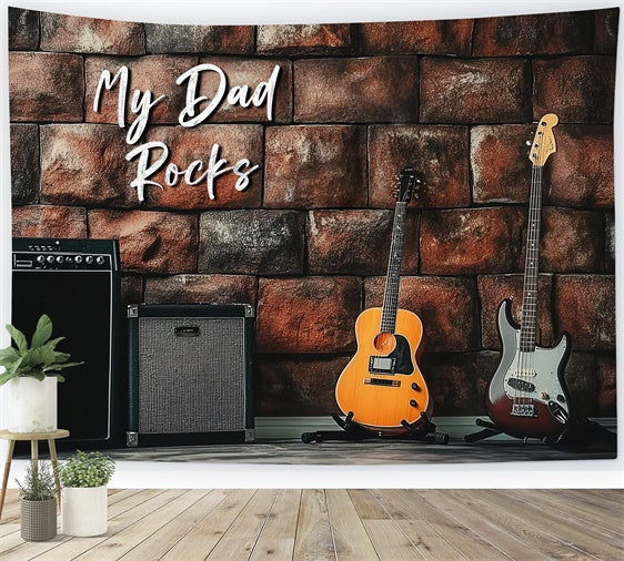 Fathers Day Backdrop Brick Wall Electric Guitar Backdrop CSH5-55