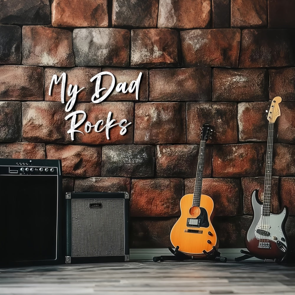Fathers Day Backdrop Brick Wall Electric Guitar Backdrop CSH5-55