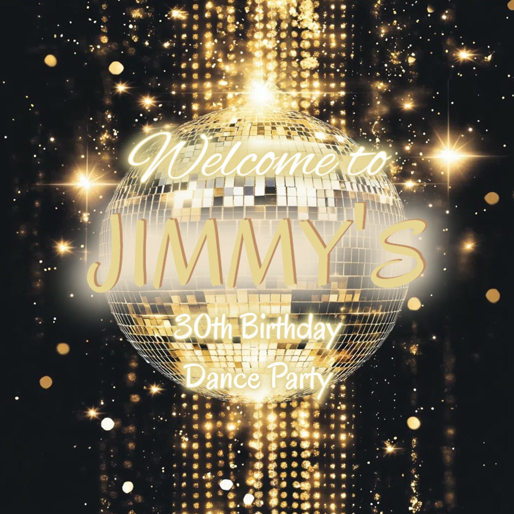30th Birthday Backdrop Golden Disco Ball Sparkle 70s Photo Backdrop CSH5-6