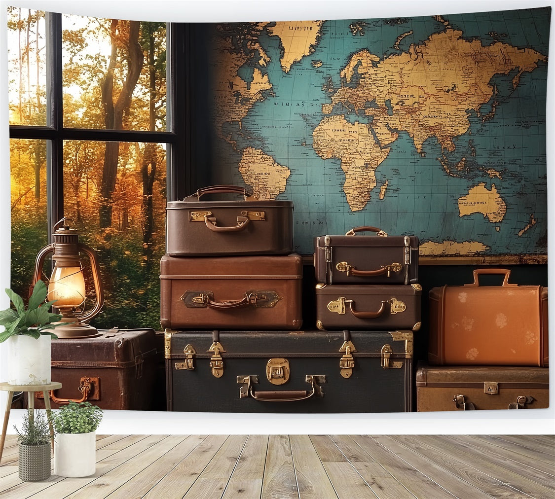 Father's Day Backdrop Suitcases Old World Map Backdrop CSH5-61