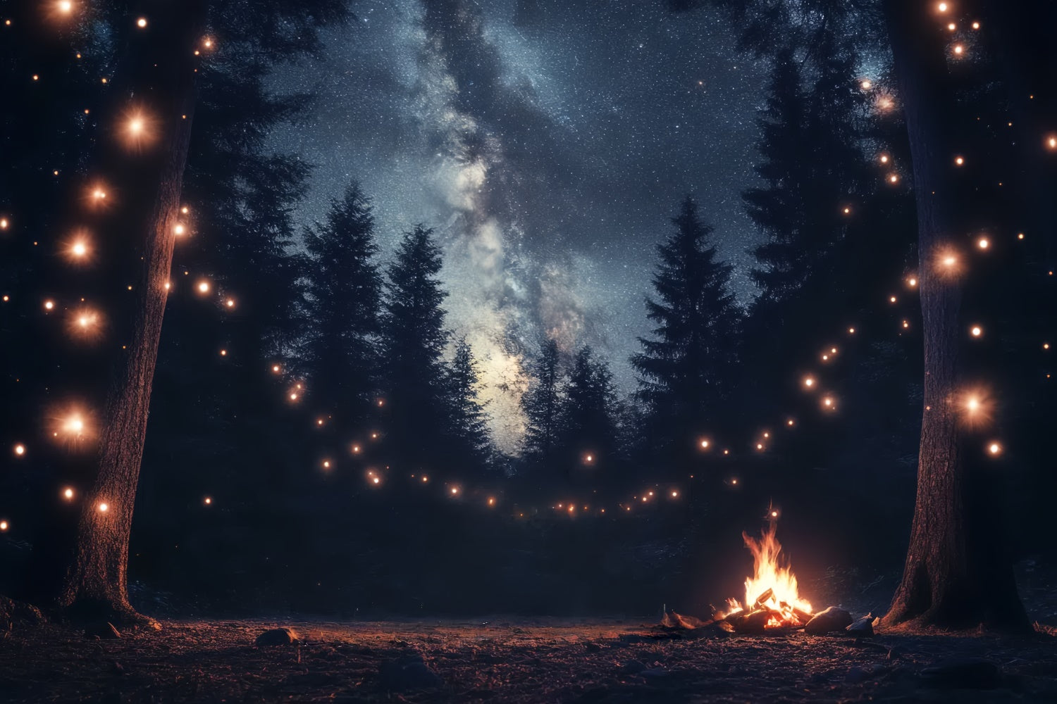 Fathers Day Backdrop Ideas Starry Forest Lights Backdrop CSH5-69