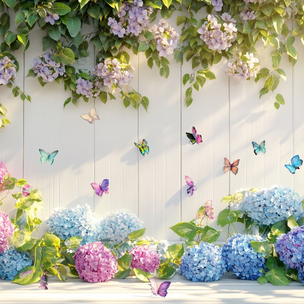 Butterfly Backdrop Hydrangea Blooms Butterfly Summer Backdrop CSH5-71