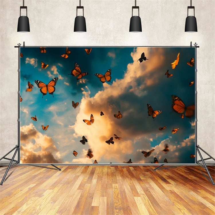 Summer Photo Backdrop Dramatic Clouds Butterfly Backdrop CSH5-73