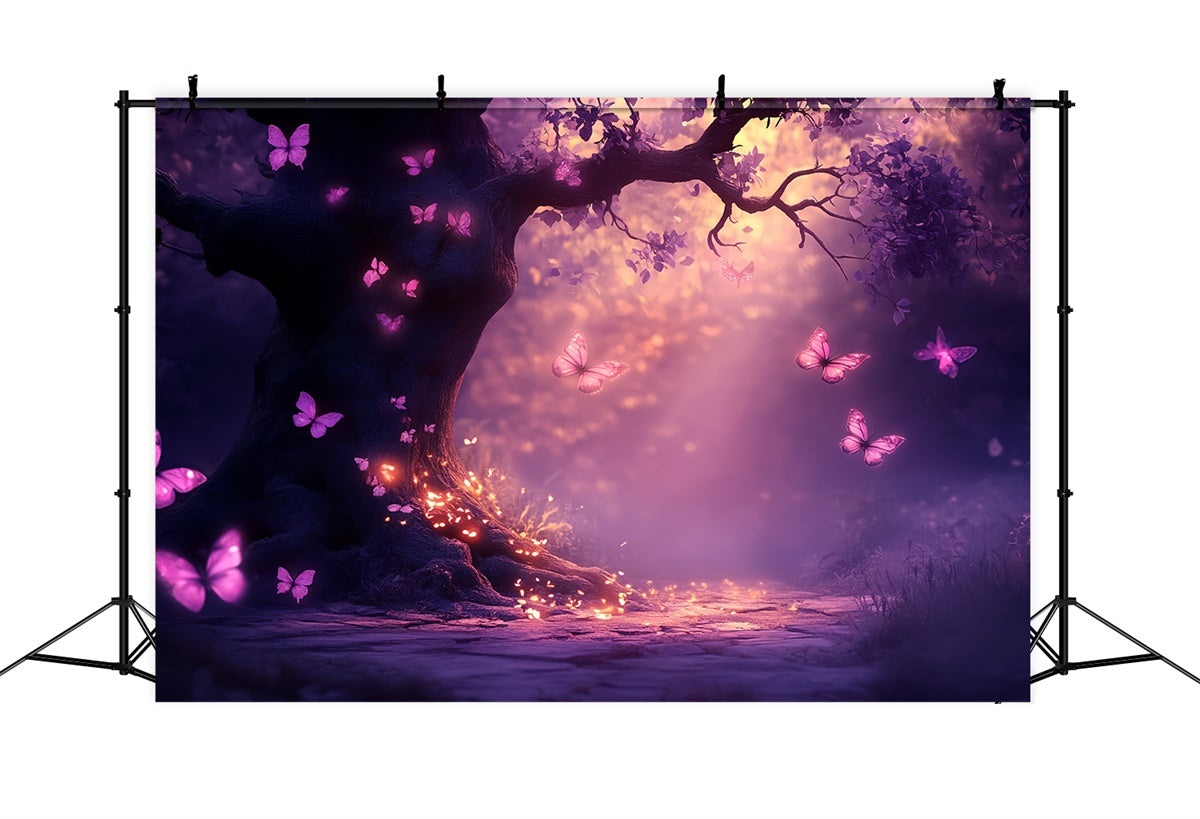 Butterfly Backdrop Glowing Magic Forest Summer Backdrop CSH5-75