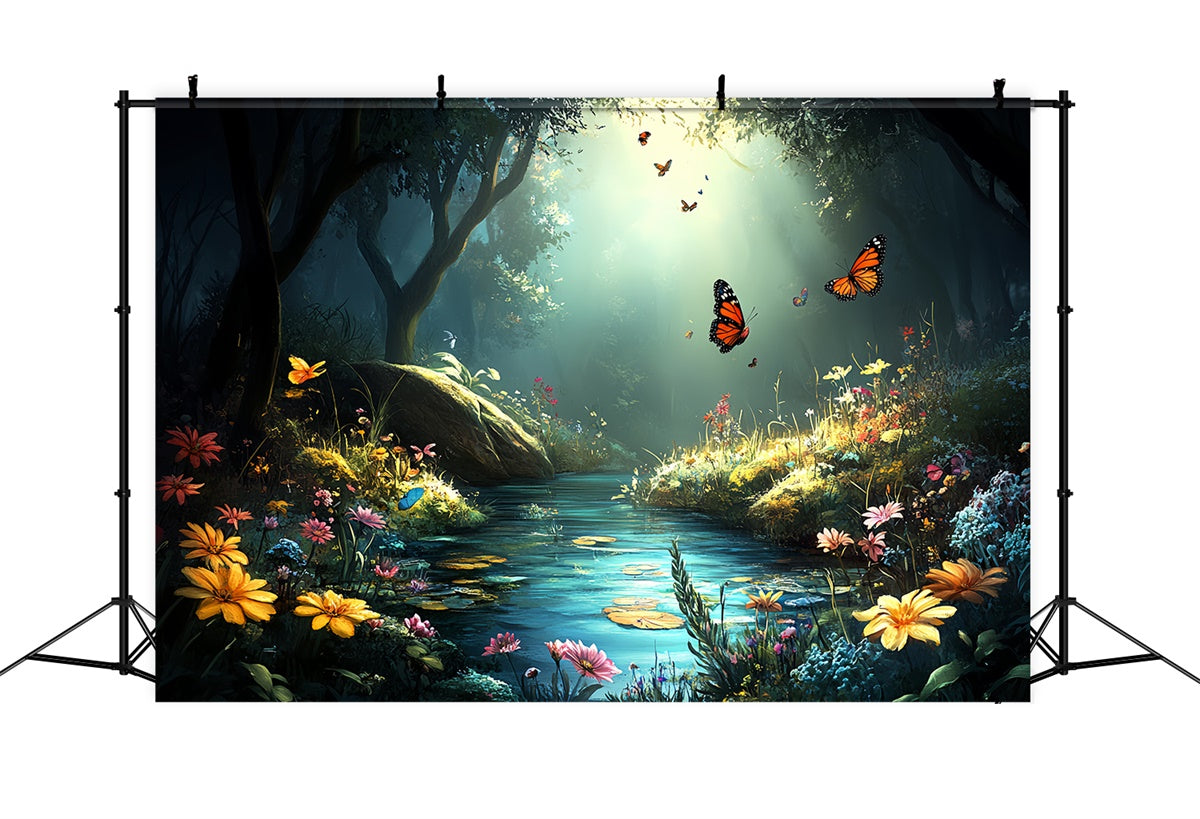 Butterfly Backdrops Enchanted Forest Creek Summer Backdrop CSH5-79