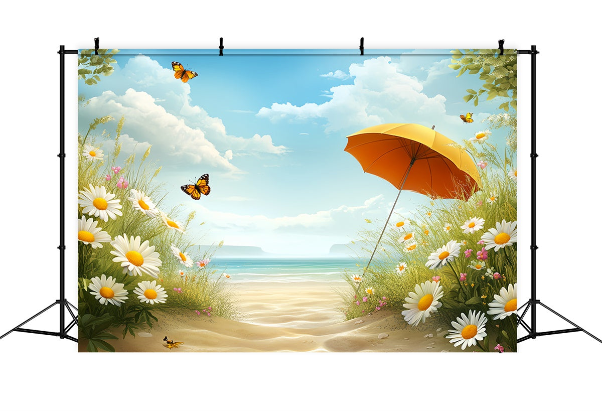 Summer Beach Backdrop Bright Beach Blossoms Sky Backdrop CSH5-81