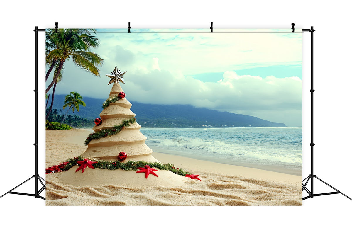 Beach Backdrop Photography Beach Christmas Summer Backdrop CSH5-82