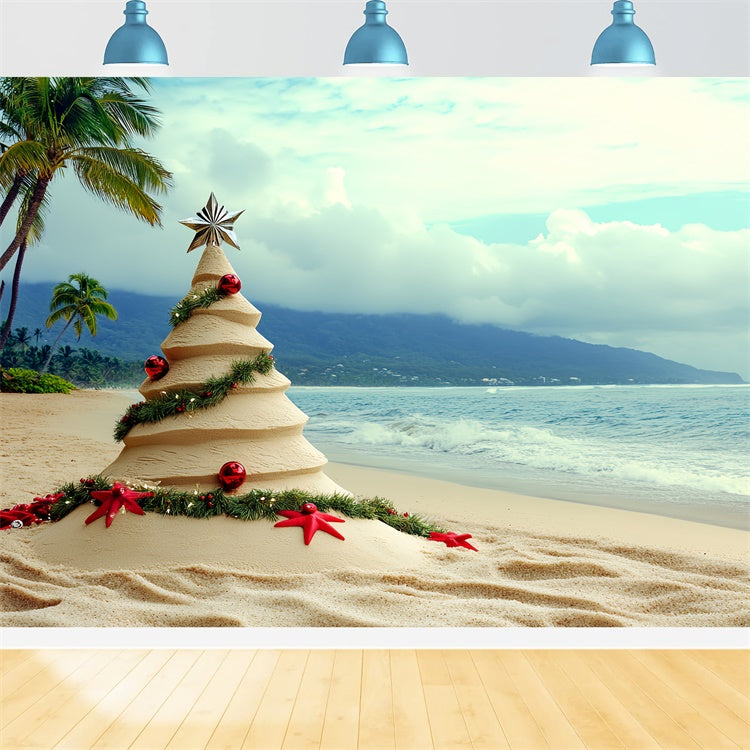 Beach Backdrop Photography Beach Christmas Summer Backdrop CSH5-82