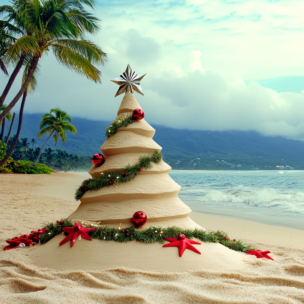 Beach Backdrop Photography Beach Christmas Summer Backdrop CSH5-82