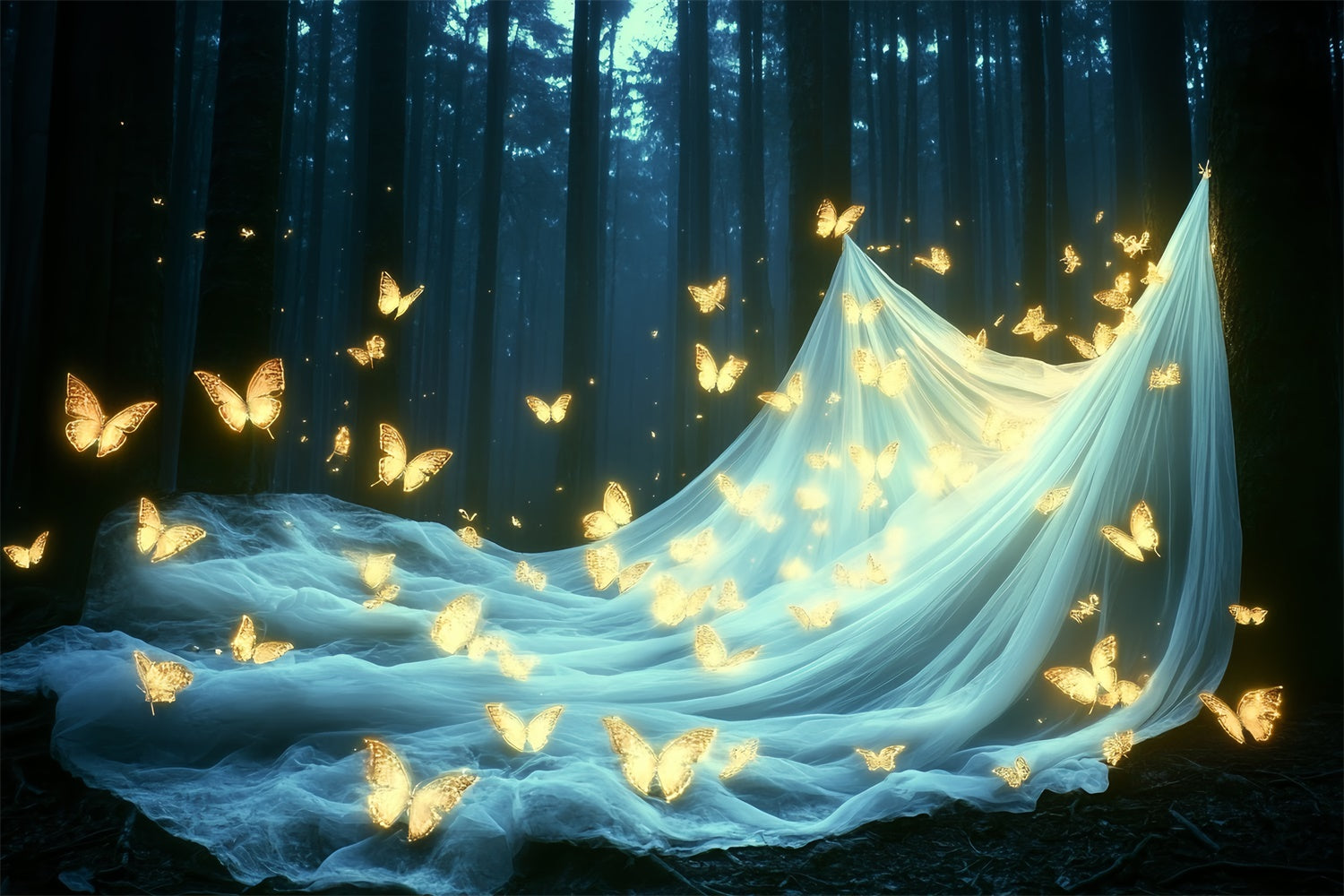 Summer Backdrop Forest Sparkling Butterfly Backdrop CSH5-85