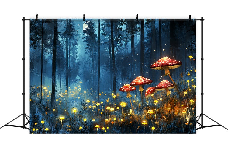Summer Backdrops Glowing Mushroom Magic Forest Backdrop CSH5-88