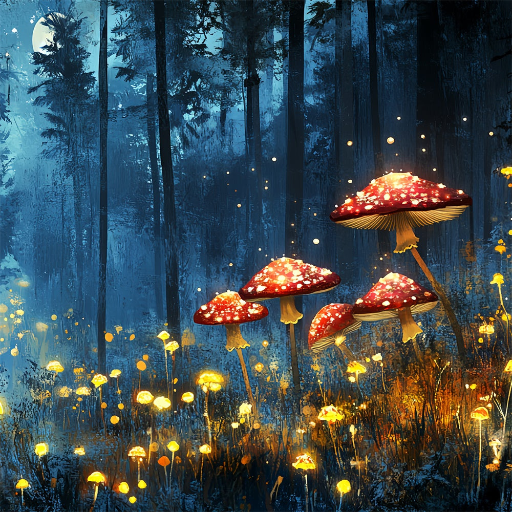 Summer Backdrops Glowing Mushroom Magic Forest Backdrop CSH5-88