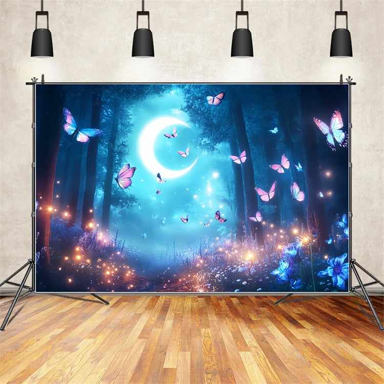 Butterfly Backdrops Crescent Moon Forest Summer Backdrop CSH5-89