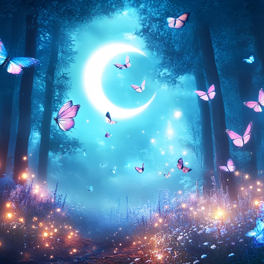 Butterfly Backdrops Crescent Moon Forest Summer Backdrop CSH5-89