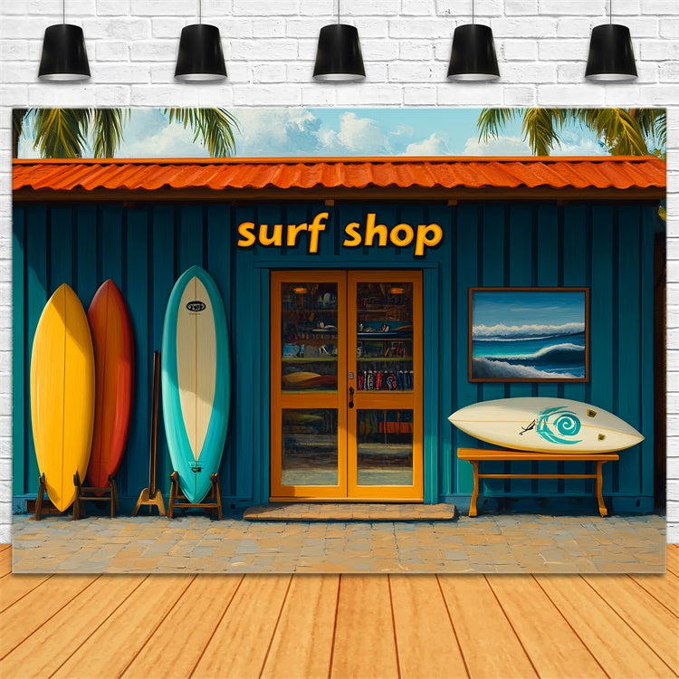 Summer Backdrops Colorful Surfboards Beach Shop Backdrop CSH5-91