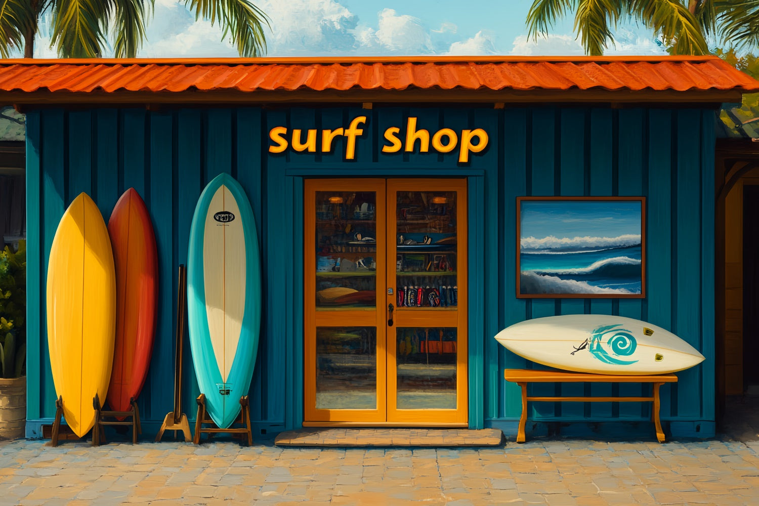 Summer Backdrops Colorful Surfboards Beach Shop Backdrop CSH5-91