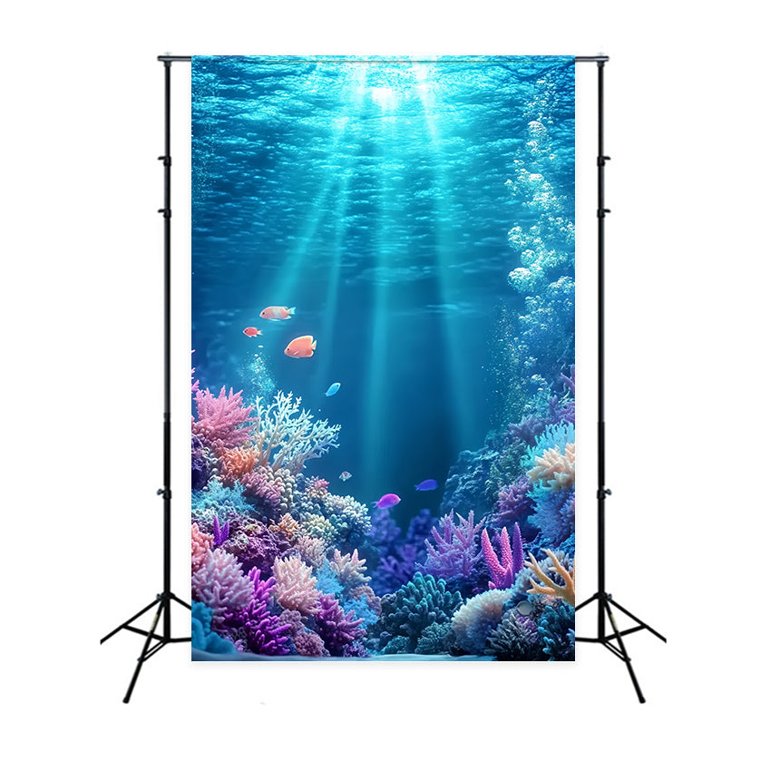 Summer Photo Backdrop Vibrant Coral Reef Ocean Backdrop CSH5-97