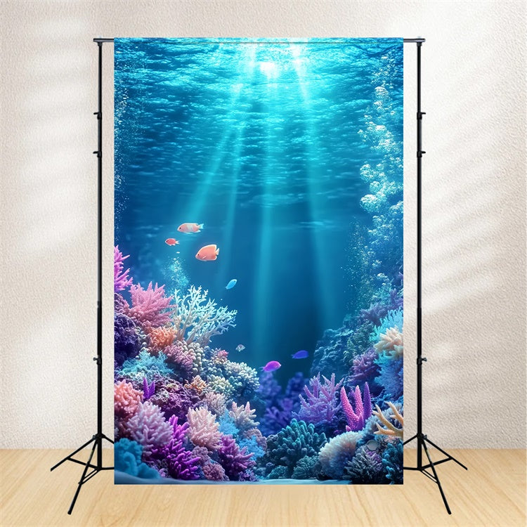 Summer Photo Backdrop Vibrant Coral Reef Ocean Backdrop CSH5-97