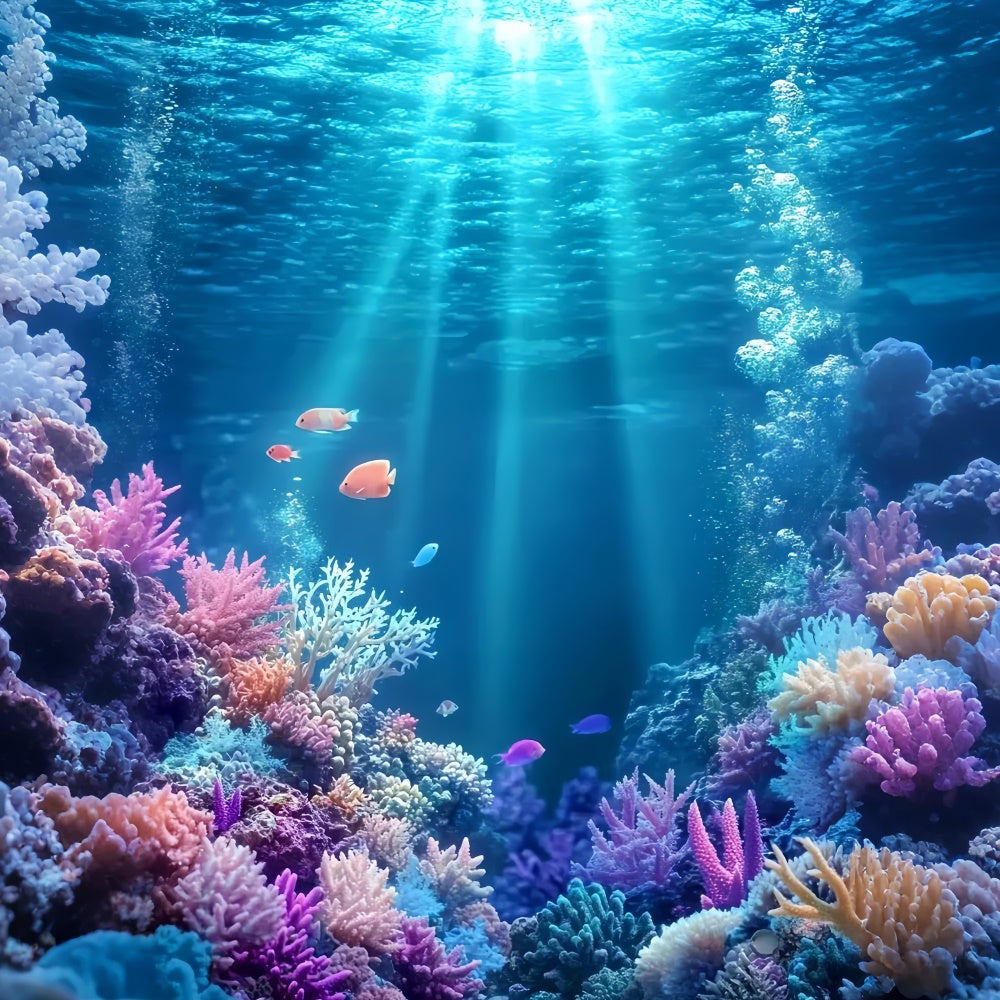 Summer Photo Backdrop Vibrant Coral Reef Ocean Backdrop CSH5-97