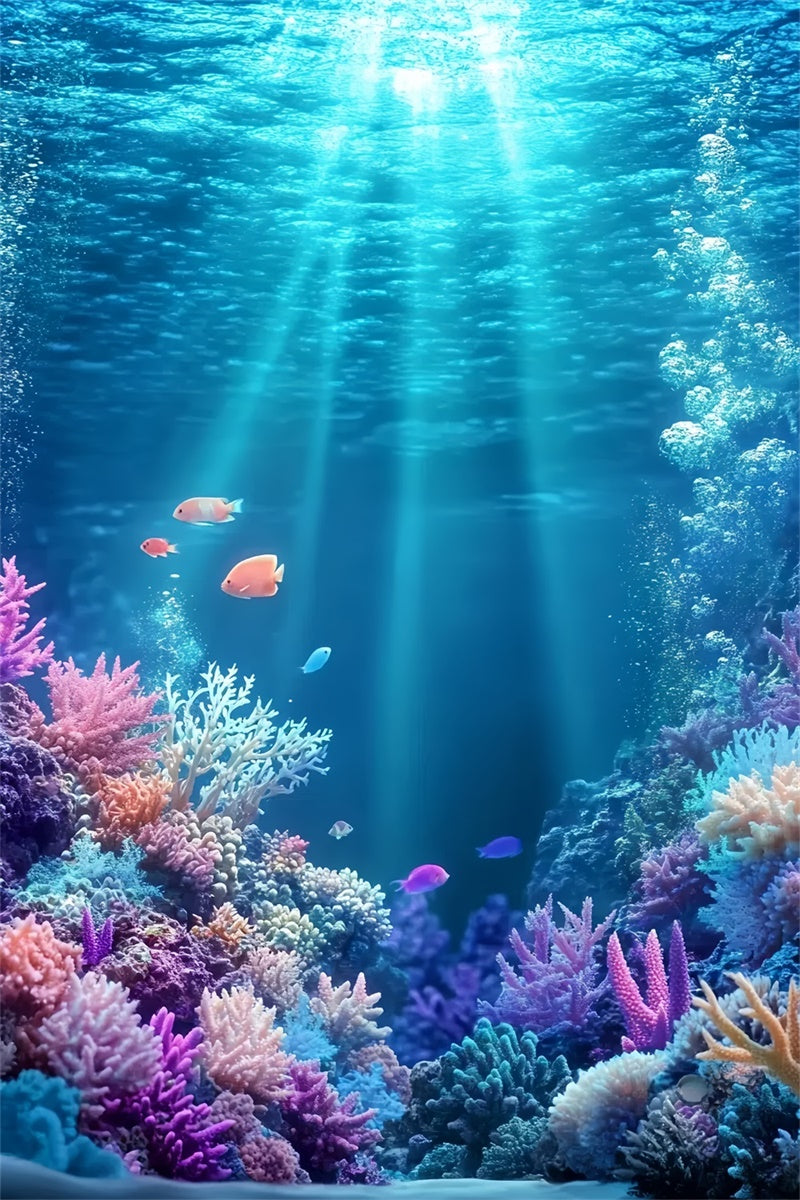Summer Photo Backdrop Vibrant Coral Reef Ocean Backdrop CSH5-97