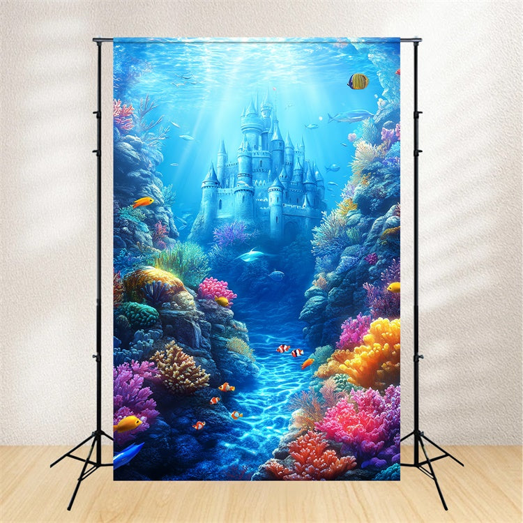 Underwater Backdrop Magical Castle Fantasy Summer Backdrop CSH5-98