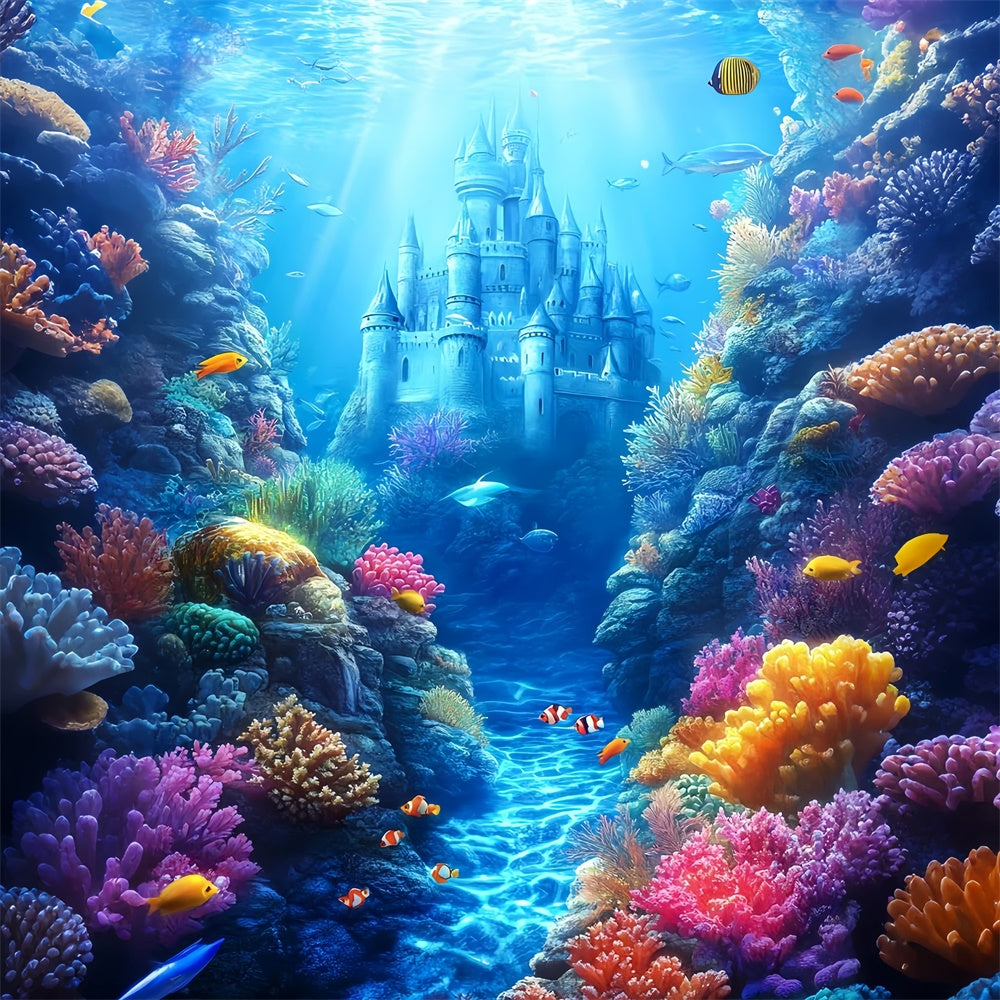 Underwater Backdrop Magical Castle Fantasy Summer Backdrop CSH5-98