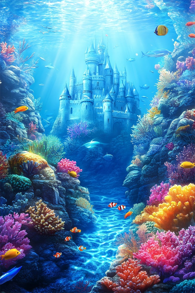 Underwater Backdrop Magical Castle Fantasy Summer Backdrop CSH5-98
