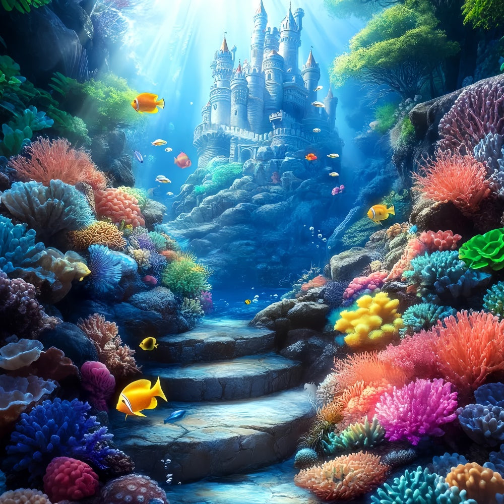 Underwater Backdrop Ocean Palace Magical Summer Backdrop CSH5-99