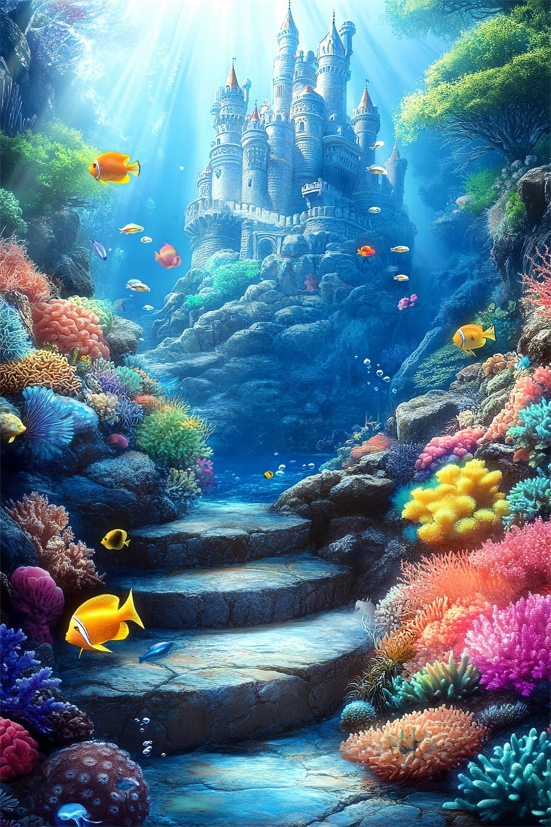 Underwater Backdrop Ocean Palace Magical Summer Backdrop CSH5-99