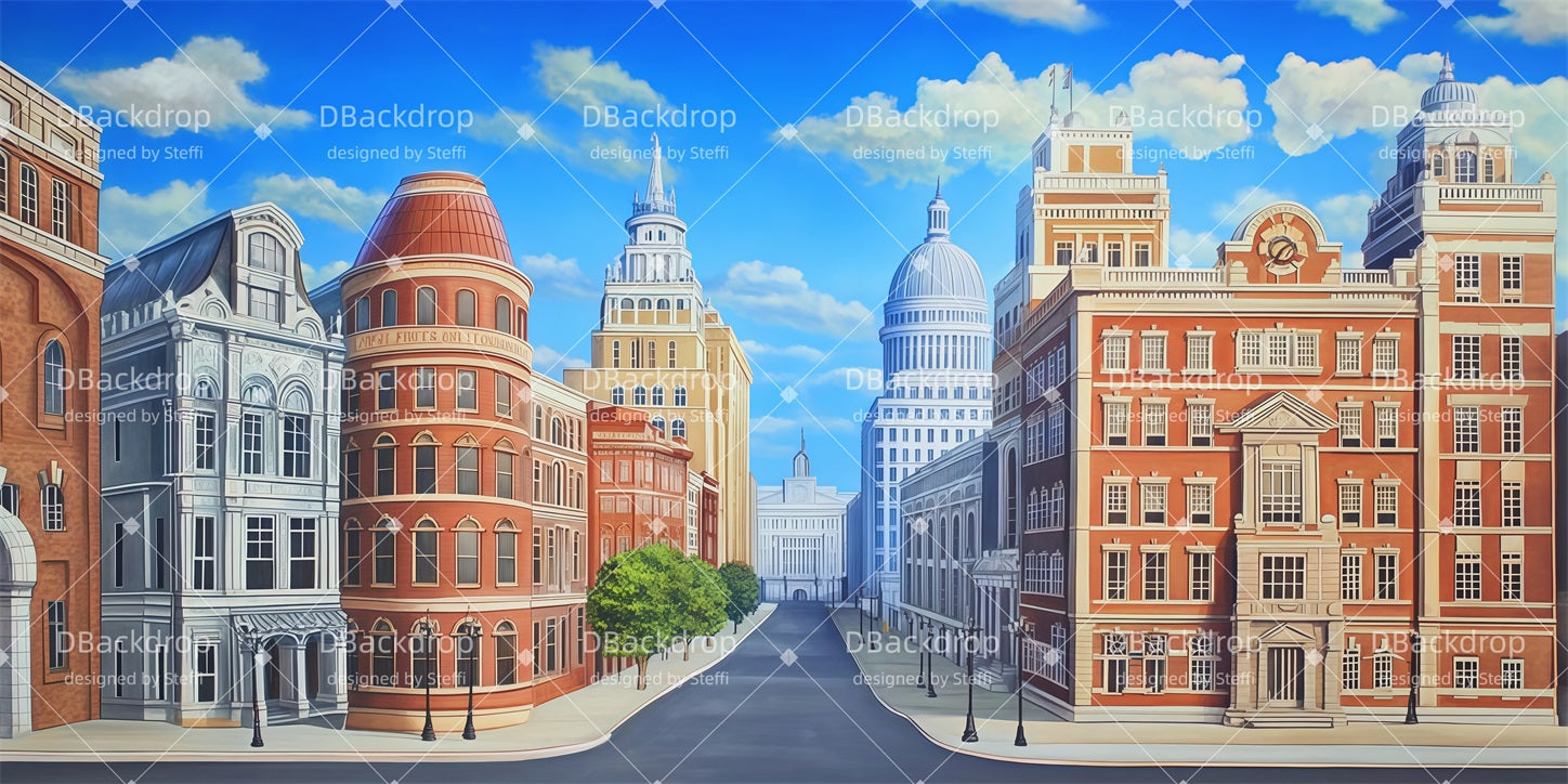 Dance Stage Backdrop Washington D.C. Street School Play Backdrop CSH510-T32