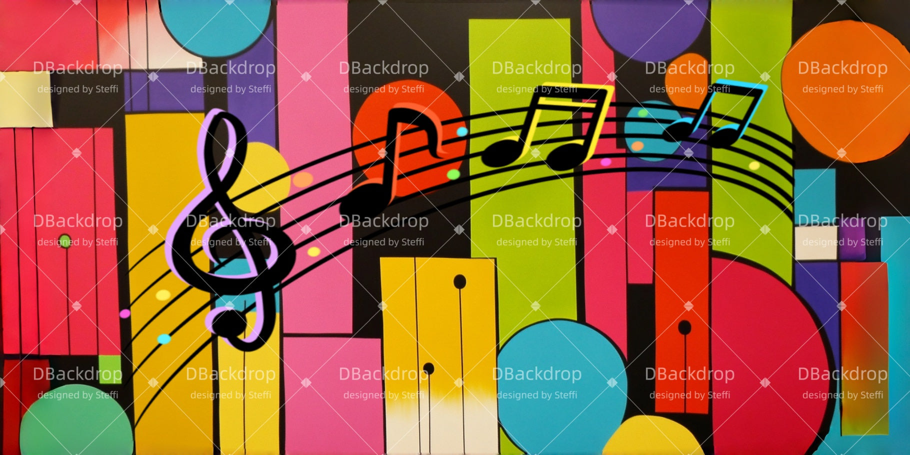 Theater Backdrop Retro Musical Notes Church Stage Backdrops CSH510-T41