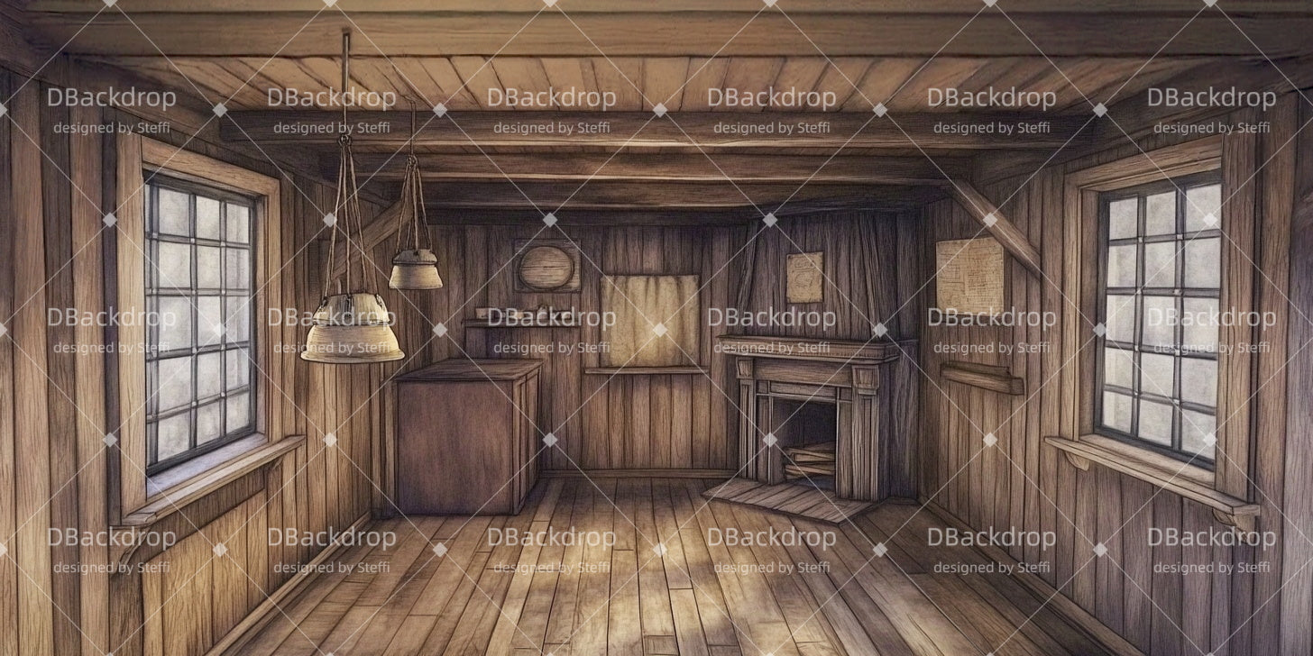 Stage Backdrop Cottage Interior Dance Recital Backdrop CSH510-T73