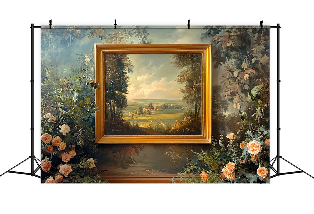 Backdrop Vintage Golden Frame Garden View Backdrop CSH57-100