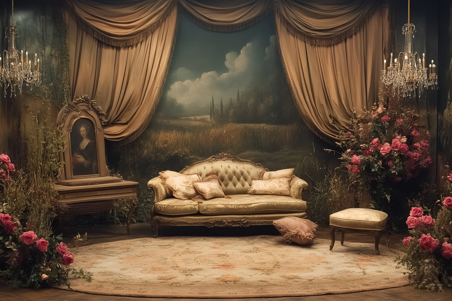 Vintage Backdrops Rustic Elegance Parlor Victorian Backdrops CSH57-106