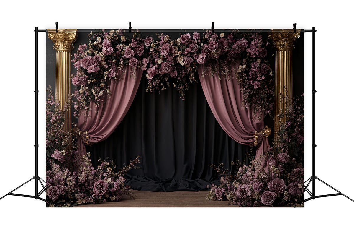 Retro Backdrop Mauve Bloom Arch Vintage Photo Backdrop CSH57-114