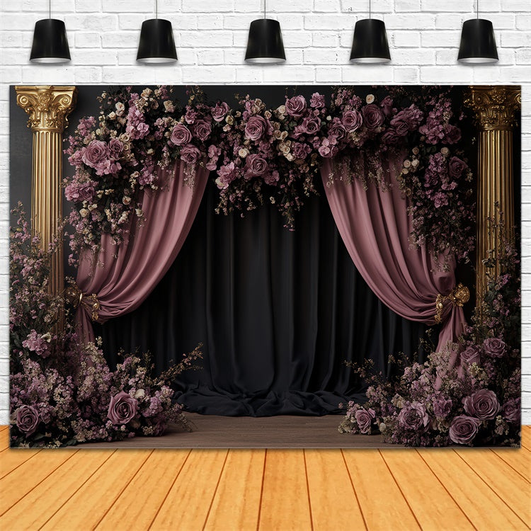 Retro Backdrop Mauve Bloom Arch Vintage Photo Backdrop CSH57-114