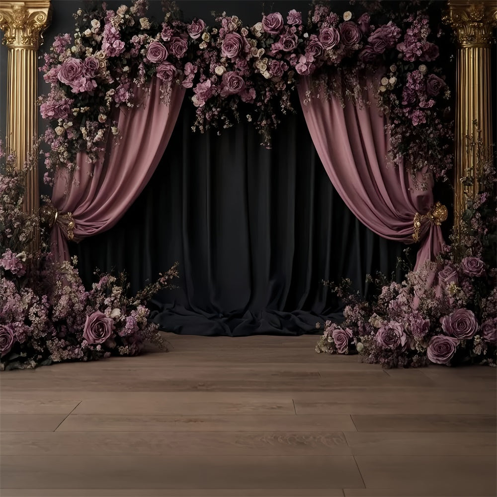 Retro Backdrop Mauve Bloom Arch Vintage Photo Backdrop CSH57-114