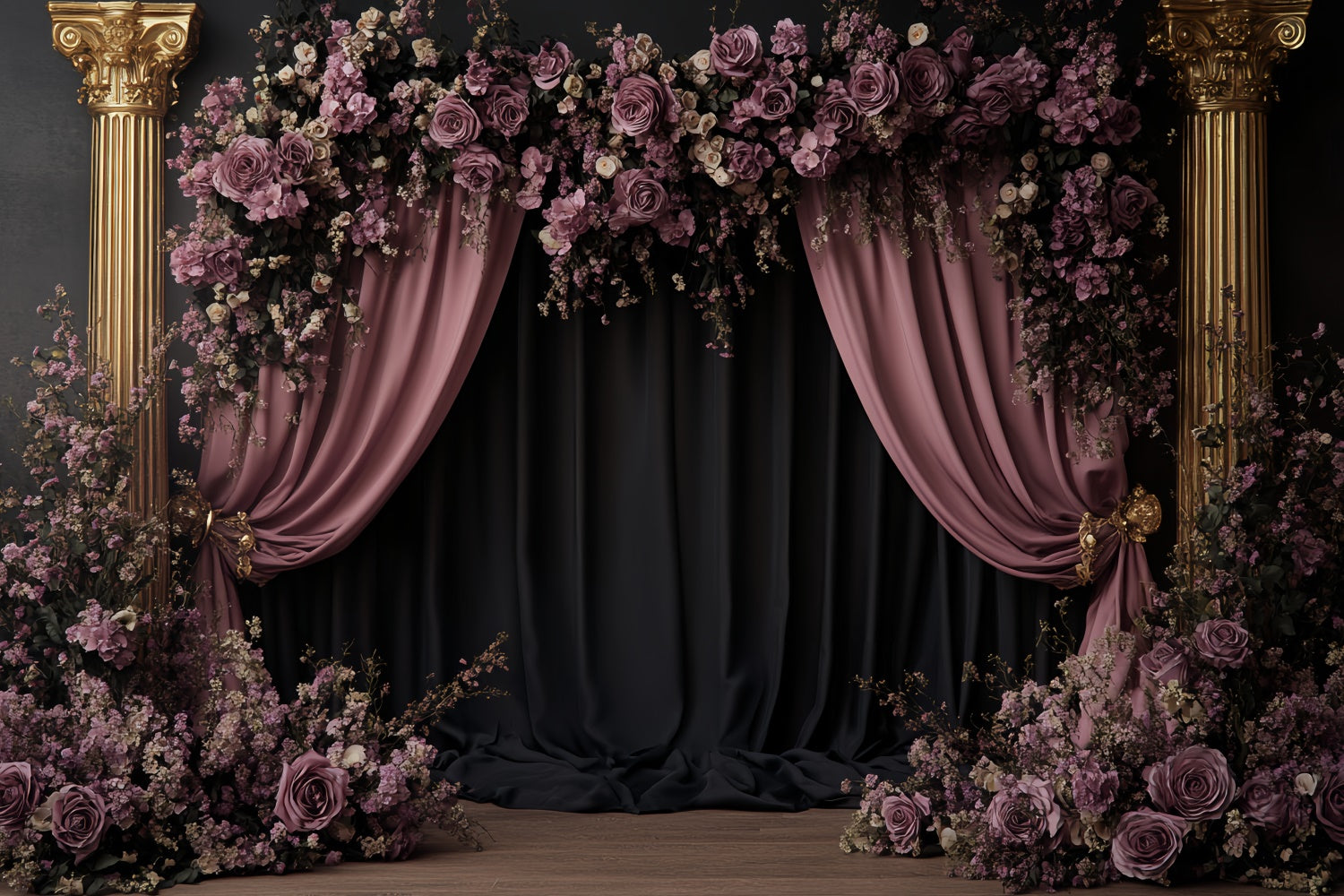 Retro Backdrop Mauve Bloom Arch Vintage Photo Backdrop CSH57-114