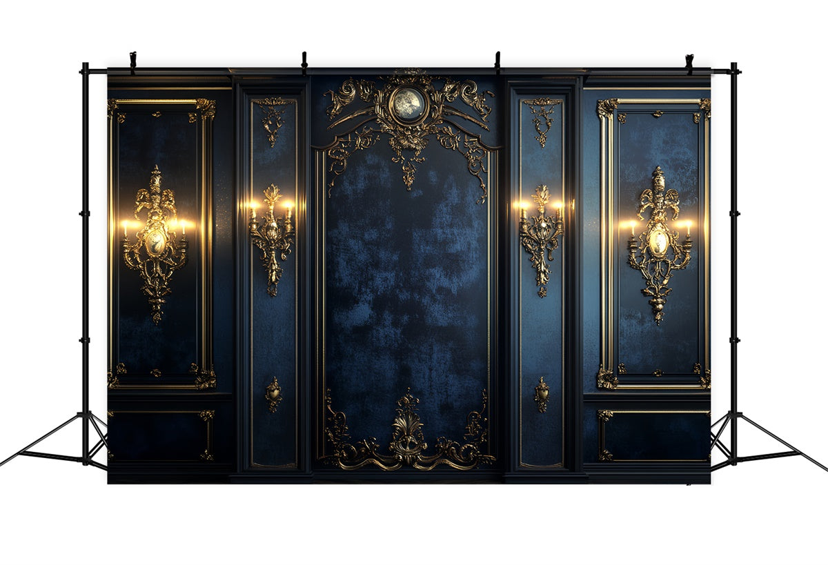 Vintage Photo Backdrop Royal Midnight Blue Wall Backdrop CSH57-116