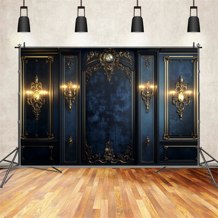 Vintage Photo Backdrop Royal Midnight Blue Wall Backdrop CSH57-116