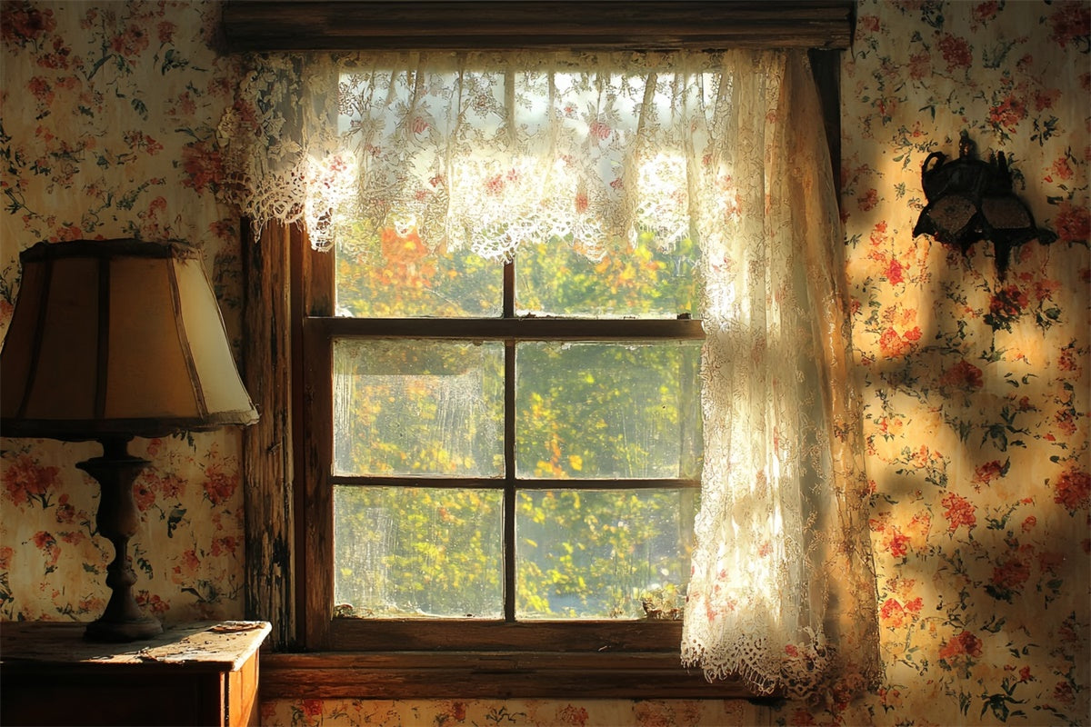 Vintage Studio Backdrop Lace Afternoon Window Backdrop CSH57-117
