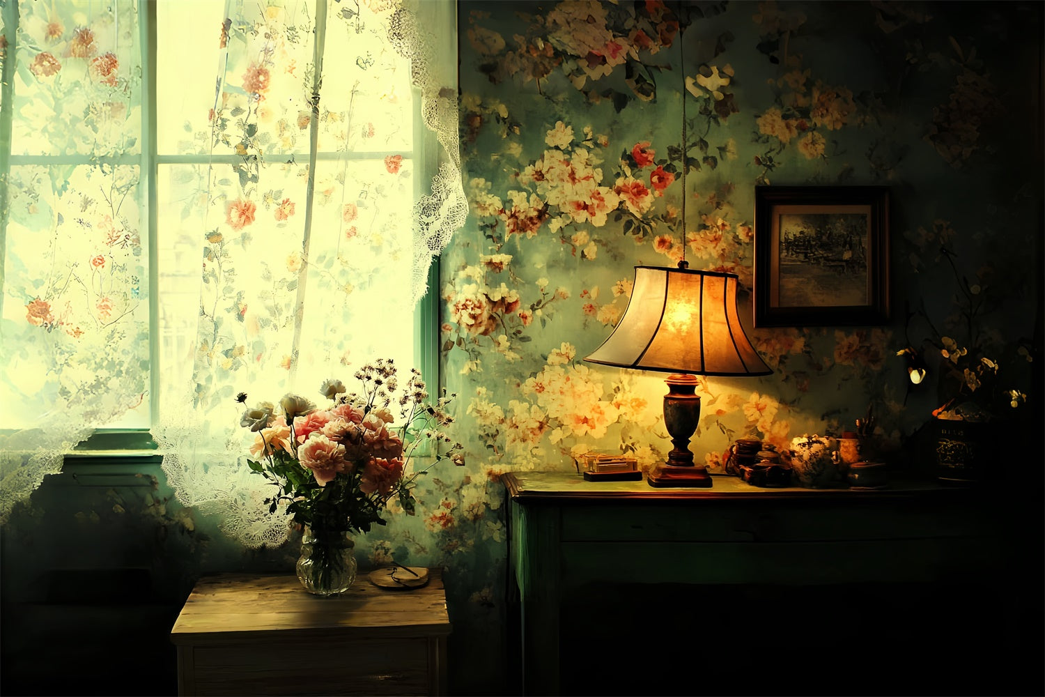 Classic Backdrop Floral Evening Charm Vintage Backdrop CSH57-118