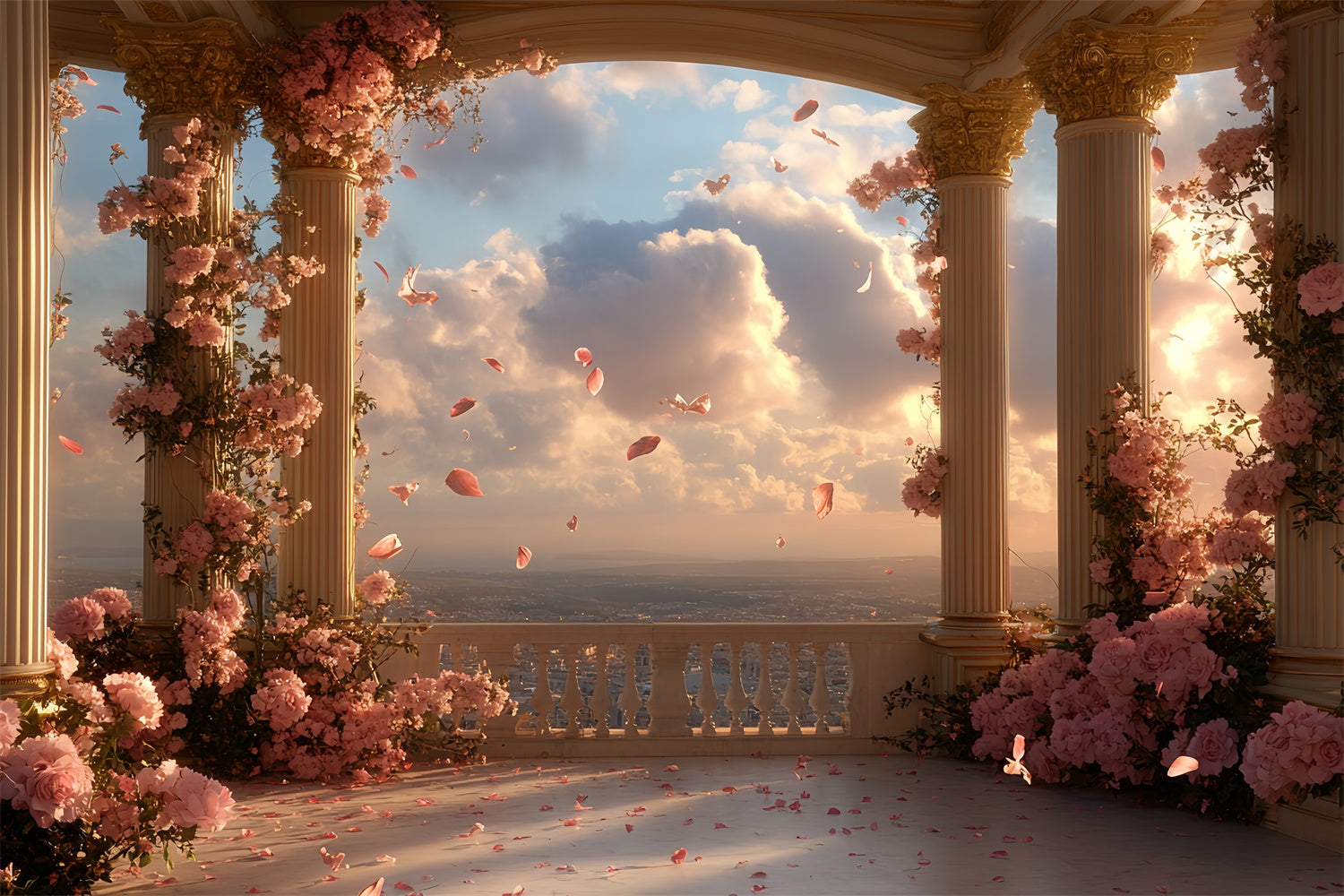 Baroque Backdrop Petal Skies Balcony Vintage Studio Backdrop CSH57-120