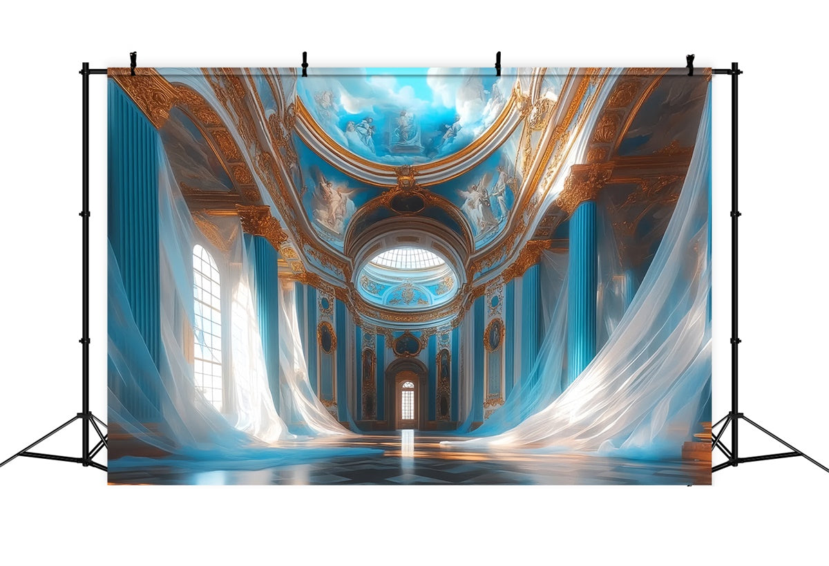Vintage Photography Backdrops Blue Majesty Chamber Backdrop CSH57-121