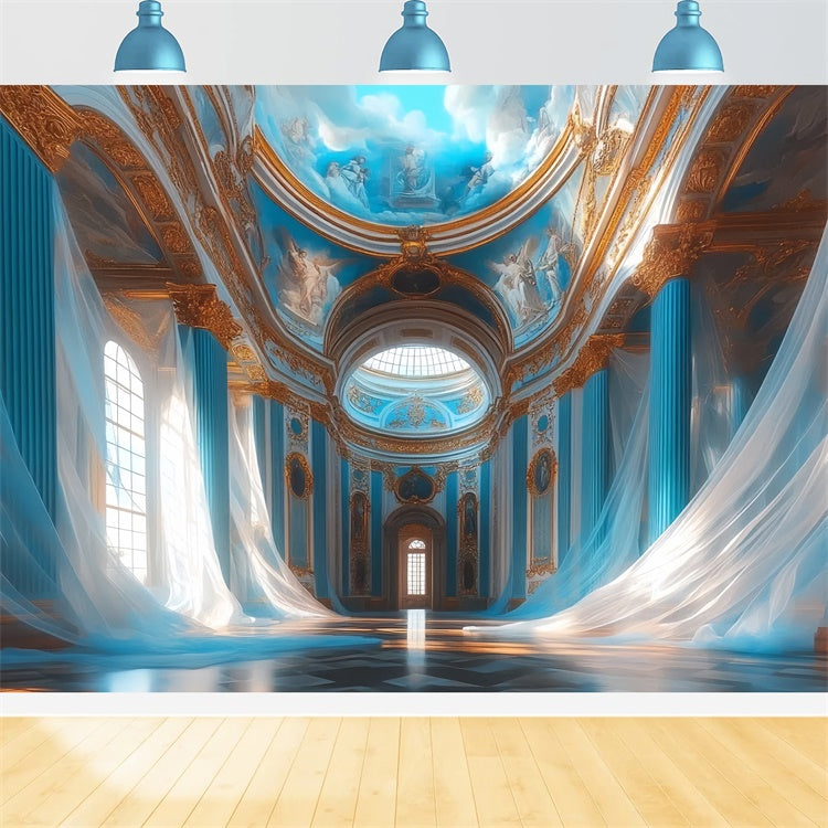 Vintage Photography Backdrops Blue Majesty Chamber Backdrop CSH57-121