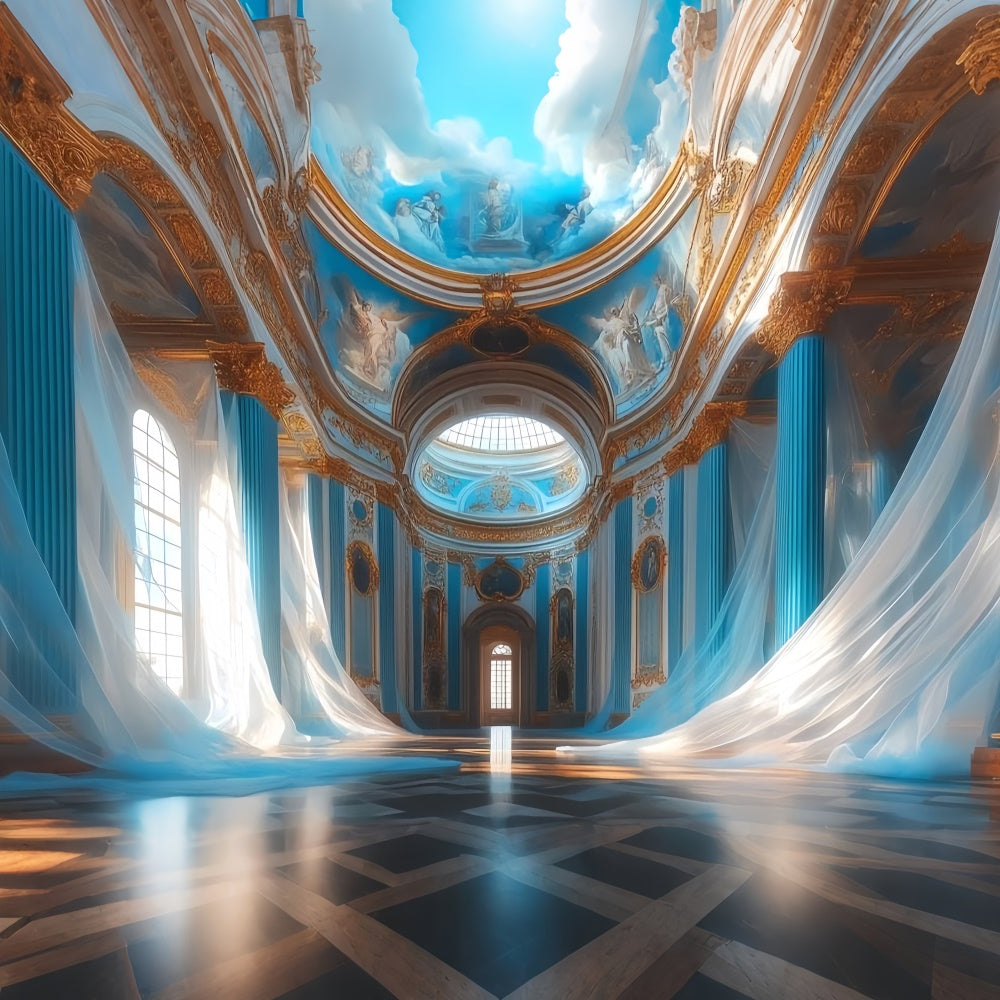 Vintage Photography Backdrops Blue Majesty Chamber Backdrop CSH57-121