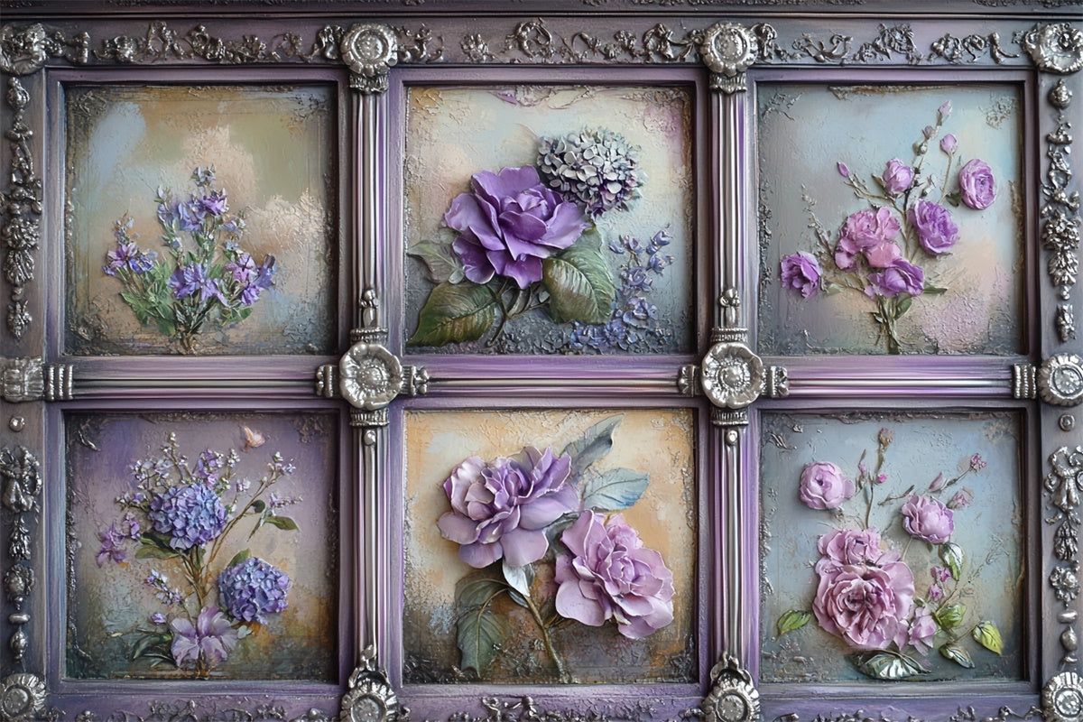 Victorian Photo Backdrop Floral Frame Vintage Backdrops CSH57-125