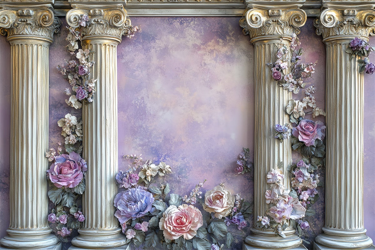 Vintage Wall Backdrop Floral Pillar Victorian Backdrops CSH57-126